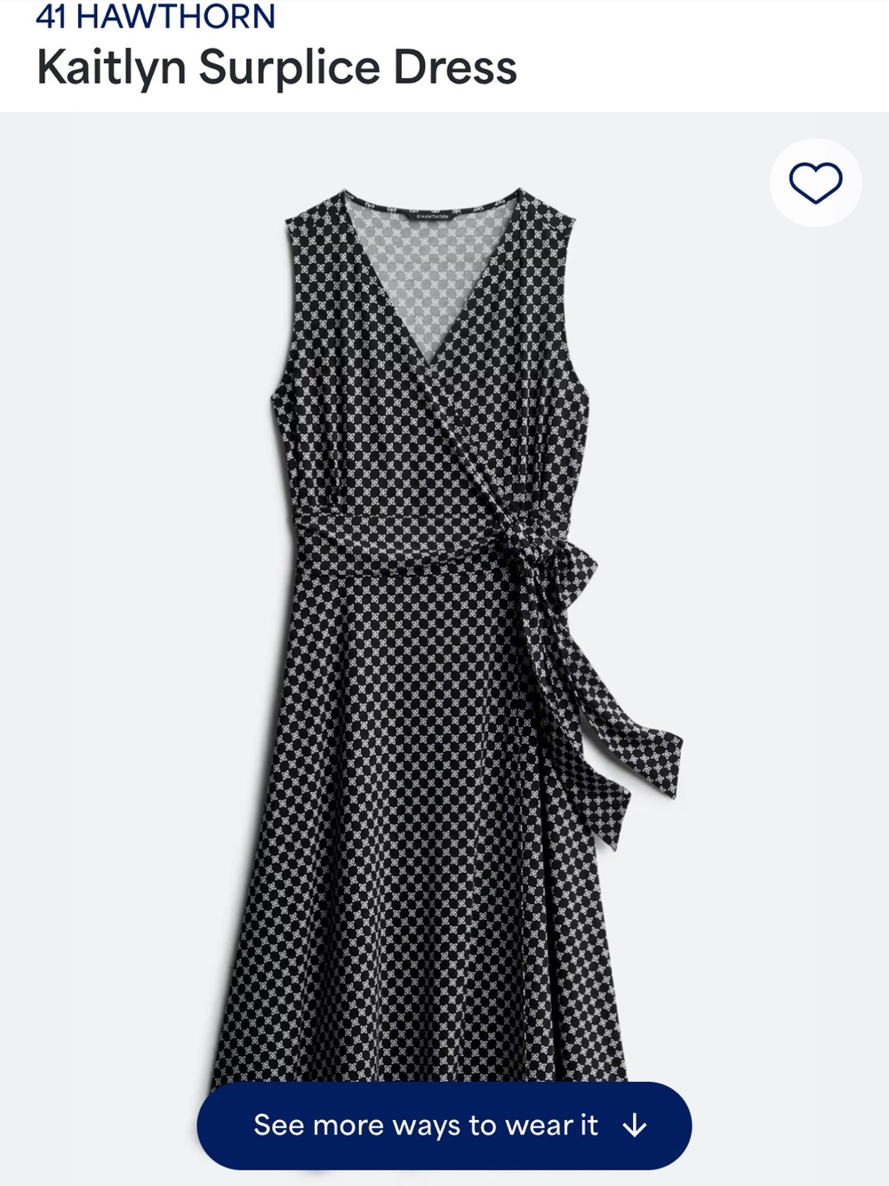 NWT 41 Hawthorn Kaitlyn Surplice Midi Dress — Black & White Geometric.  Size 2X.